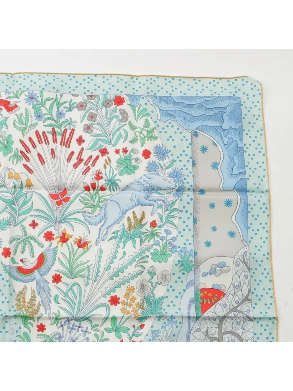 Hermes Carre 90 Silk le Premier Chant Song Of Beginnings Scarf Blue Multicolor